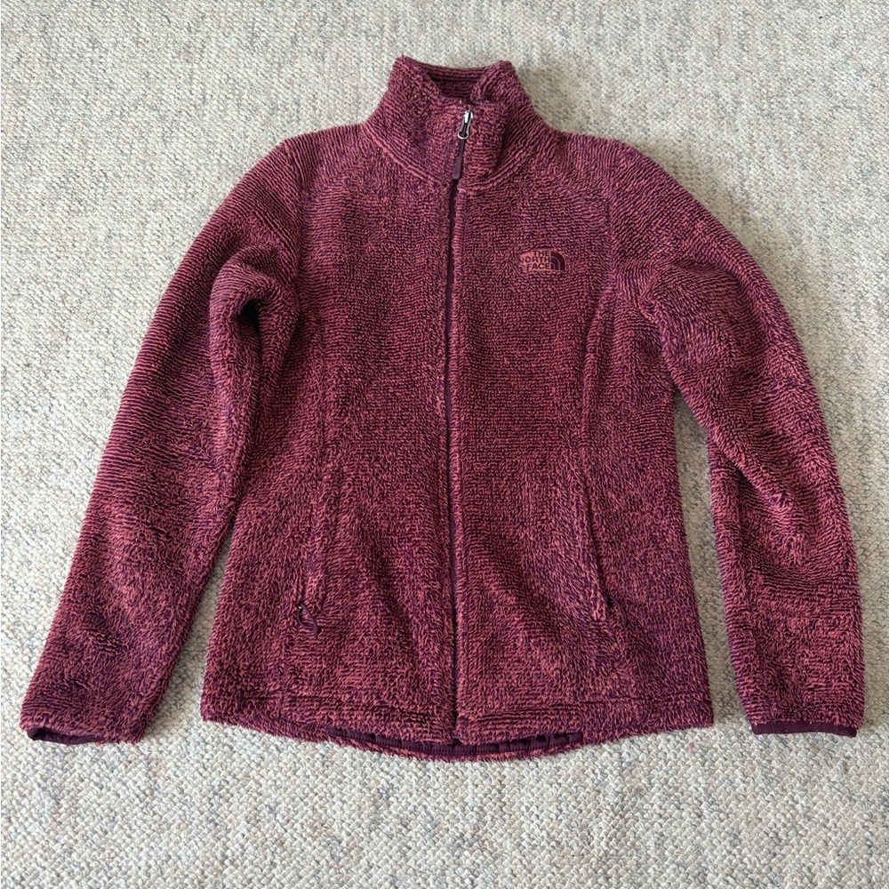 Fuzzy Burgundy North Face Jacket